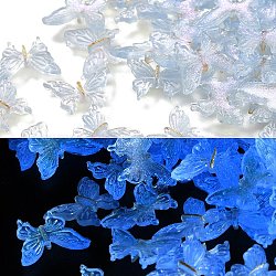 Luminous Resin Cabochons, Butterfly, Glow in the Dark, with Glitter Power, Light Steel Blue, 10x13x2mm(CRES-R458-10A-04)