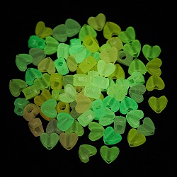 Luminous Transparent Acrylic Beads, Glow in the Dark, Heart, Mixed Color, 8.5x10.5x6mm, Hole: 3.7mm, about 1800pcs/500g(LACR-Q001-01)