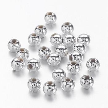 Chunky Silver Plated Acrylic Round Spacer Beads for Kids Jewelry, about 4mm in diameter, hole: 1mm