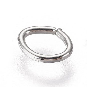 Iron Jump Rings, Oval, Open Jump Rings, Silver Color Plated, 5x4x0.6mm, Inner Diameter: 2.5x4mm, 300pcs/bag
