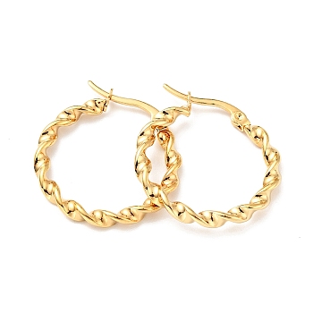 Vacuum Plating 201 Stainless Steel Twist Rope Hoop Earrings with 304 Stainless Steel Pins for Women, Golden, 26x3mm, Pin: 0.6mm