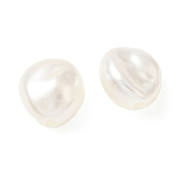 ABS Plastic Beads Imitation Pearl, Nuggets, White, 10.5x10x6.5mm, Hole: 1.5mm, about 1515pcs/500g