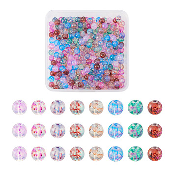 240Pcs 8 Colors Transparent Baking Painted Glass Beads, for Beading Jewelry Making, Imitation Opalite, Round, Mixed Color, 8mm, Hole: 1.3~1.6mm, 30Pcs/color