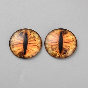 Mixed Animal Eye Pattern Glass Cabochons, Half Round/Dome, Sandy Brown, 40x9mm