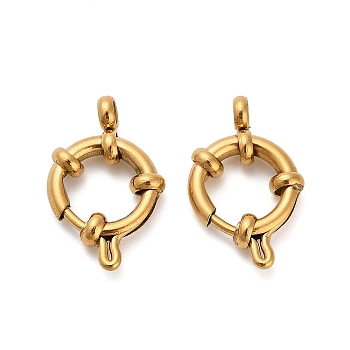 304 Stainless Steel Spring Ring Clasps, Golden, 17x12.5x4mm, Hole: 2.8mm & 8mm