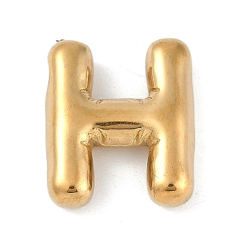 Ion Plating(IP) 304 Stainless Steel Pendants, Real 18K Gold Plated, Letter H, 17.5x15x5mm, Hole: 2mm