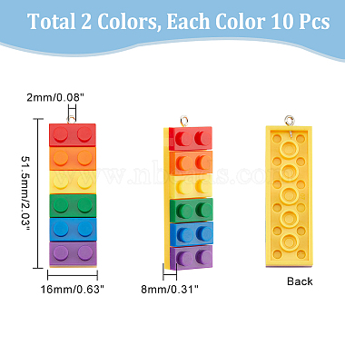 dicosmetic 20pcs 2 couleurs arc-en-ciel pendentifs acryliques opaques(MACR-DC0001-02)-2