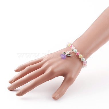 Acrylic Guardian Angel Charm Stretch Bracelets for Kids(BJEW-JB05866)-6