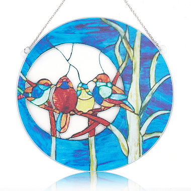 Blue Flat Round Glass Suncatchers