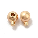 Brass Crimp Beads, Round, Real 18K Gold Plated, 5x3.5x3mm, Hole: 1mm(X-KK-Q773-05G)