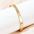 201 Stainless Steel with Rhinestone Bangles for Women, Heart, Golden, 1/4 inch(0.6cm), Inner Diameter: 2-3/8x2 inch(6x5cm)(X-BJEW-B138-04G)