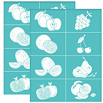 Self-Adhesive Silk Screen Printing Stencil, for Painting on Wood, DIY Decoration T-Shirt Fabric, Turquoise, Fruit Pattern, 280x220mm(DIY-WH0338-064)