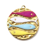 304 Stainless Steel Enamel Pendants, Ion Plating(IP), Real 18K Gold Plated, Fish, 26x24x2mm, Hole: 1.6mm(X-STAS-Z163-21G-07)
