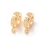 Brass Tube Bails, Loop Bails, Round Ring & Paw Print Pattern, Rack Plating, Long-Lasting Plated, Lead Free & Cadmium Free, Real 18K Gold Plated, 10x7x2.5mm, Hole: 1.2mm, Inner Diameter: 3.5mm(KK-F942-02G)
