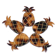 Cellulose Acetate(Resin) Pendants, Tortoiseshell Pattern, Pineapple, Chocolate, 41.5x24.5x2.5mm, Hole: 1.5mm(KY-S158-38A)