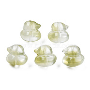 Transparent Spray Painted Glass Beads, Duck, Yellow Green, 11.5x12x10.5mm, Hole: 1mm(GLAA-N035-023-C05)