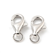 925 Sterling Silver Lobster Claw Clasps, Real Platinum Plated, 10x5x2.5mm(STER-C005-09P)