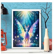 DIY Diamond Painting Stickers Kits For Kids, including Resin Rhinestone, Diamond Sticky Pen, Tray Plate, Glue Clay, Deer, 400x300x0.2mm, Resin Rhinestone: 2.5x1mm, 20 color, 1bag/color, 20bags(DIY-G115-04H)