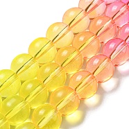 Dyed & Heated Synthetic Quartz Beads Strands, Gradient Color Round Beads, Yellow, 10mm, Hole: 1mm, about 41~42pcs/strand, 14.76''~15.16''(37.5~38.5cm)(G-P502-01C-05)