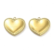 304 Stainless Steel Pendants, Heart Charm, Real 14K Gold Plated, 17x19x3mm, Hole: 1.4mm(STAS-L022-108G-03)