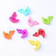 Opaque Acrylic Pendants, Swan, Mixed Color, 39x33x14.5mm, Hole: 3mm, about 120pcs/500g(SACR-S202-12)