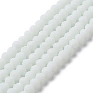 Glass Beads Strands, Faceted, Frosted, Rondelle, White, 10mm, Hole: 1mm, about 63~65pcs/strand, 19.2~20 inch(48~50cm)(EGLA-A034-P10mm-MD01)