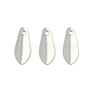 Non-Tarnish 201 Stainless Steel Charms, Teardrop Charm, Stainless Steel Color, 10x4x1mm, Hole: 1mm(STAS-C108-33P)