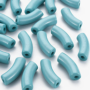 Opaque Acrylic Beads, Curved Tube, Dark Turquoise, 36x13.5x11.5mm, Hole: 4mm, about 148pcs/500g(MACR-S372-001B-13-4714)