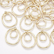 Brass Filigree Pendants, Oval, Real 18K Gold Plated, 22x18x2mm, Hole: 1mm(KK-T035-86)