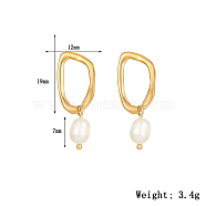 Golden Circle Pendant with Freshwater Pearl Earrings for Women, Stainless Steel, Nuggets(SL1409-1)