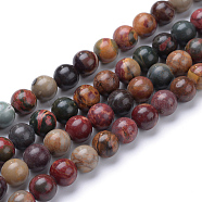 Natural Picasso Stone/Picasso Jasper Beads Strands, Round, 6mm, Hole: 1mm, about 59~61pcs/strand, 15.2~15.3 inch(X-G-R345-6mm-48)