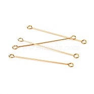Ion Plating(IP) 304 Stainless Steel Eye Pins, Double Sided Eye Pins, Golden, 36x0.6mm, Hole: 1.5mm(X-STAS-I141-01A-G)