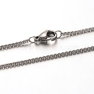 304 Stainless Steel Cable Chain Necklaces, with Lobster Claw Clasps, Stainless Steel Color, 15.7 inch(40cm)x1.5mm(NJEW-N0047-35)