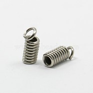 Iron Coil Cord Ends, Platinum Color, about 3.5mm in diameter, 9.5mm long, hole: 2mm, about 1450pcs/500g(E194Y)
