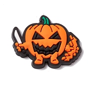 Halloween Theme PVC Cabochons, Pumpkin, Orange, 23x30x3.5mm(FIND-E017-12)