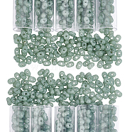 760Pcs Grade A Glass Seed Beads, Czech Glass Beads, Imitation Jade Peanut Beads, Dark Sea Green, 6x3mm, Hole: 1.2mm(SEED-NB0001-85)