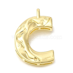 Rack Plating Brass Pendants, Glass Charms, Long-Lasting Plated, Cadmium Free & Lead Free, Real 18K Gold Plated, Letter C, 25.5x17x4.8mm, Hole: 2.5x2.8mm(KK-I721-02G-C)