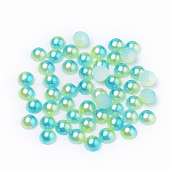 Imitation Pearl Acrylic Cabochons, Dome, Green Yellow, 4x2mm, about 10000pcs/bag(OACR-R063-4mm-03)