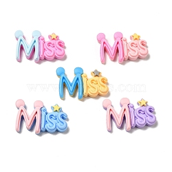 Two Tone Opaque Resin Cabochons, Word Miss, Mixed Color, 19.5x28.5x6mm(RESI-B015-24)