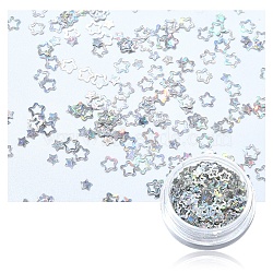 Shining Nail Art Glitter, Manicure Sequins, DIY Sparkly Paillette Tips Nail, Silver, 2~4x2~4x0.3mm, 0.4g(MRMJ-YW0001-076I)