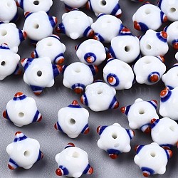 Handmade Bumpy Lampwork Beads, White, 10~11x11~12x7~8mm, Hole: 1.4~1.6mm(LAMP-S194-003-A04)