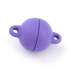 Alloy Magnetic Clasps with Loops, Round, Lilac, 13x8mm, Hole: 1.2mm(PALLOY-P223-A01-06)