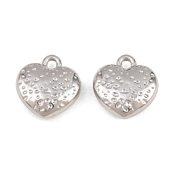 Alloy Charms, Hammered Heart Charms, Rack Plating, Cadmium Free & Lead Free, Platinum, 12x11x4mm, Hole: 1.4mm(AL-CBA83D5-12P)