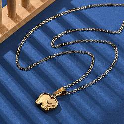 304 Stainless Steel Elephant Pendant Necklaces, Real 18K Gold Plated, 15.87 inch(40.3cm)(NJEW-S439-07G)