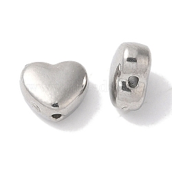 Non-Tarnish 304 Stainless Steel Beads, Heart, Stainless Steel Color, 6x7x4mm, Hole: 1mm(STAS-I305-143P)