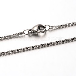 Tarnish Resistant 304 Stainless Steel Cable Chain Necklaces, with Lobster Claw Clasps, Stainless Steel Color, 15.7 inch(40cm)x1.5mm(NJEW-N0047-35)