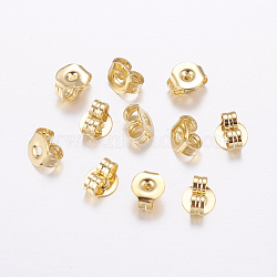 Brass Ear Nuts, Friction Earring Backs for Stud Earrings, Long-Lasting Plated, Real 18K Gold Plated, Cadmium Free & Nickel Free & Lead Free, 5x4x2.5mm, Hole: 0.3mm(KK-P130-097G)