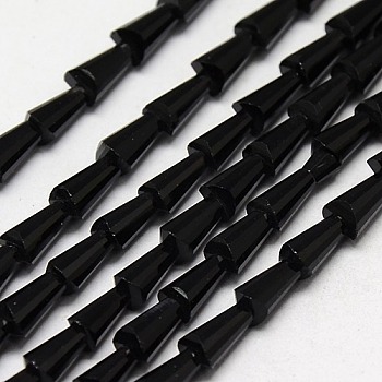 Glass Beads Strands, Faceted, Cone, Black, 7.5x4mm, Hole: 1mm, about 71pcs/strand, 20.4 inch