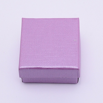 Paper Box, Snap Cover, with Sponge Mat, Ring Box, Square, Plum, 5x5x3.1cm