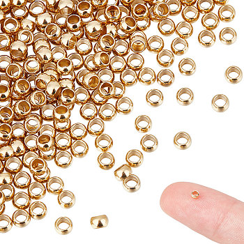 300Pcs 304 Stainless Steel Spacer Beads, Rondelle, Real 24K Gold Plated, 3x2mm, Hole: 1.8mm